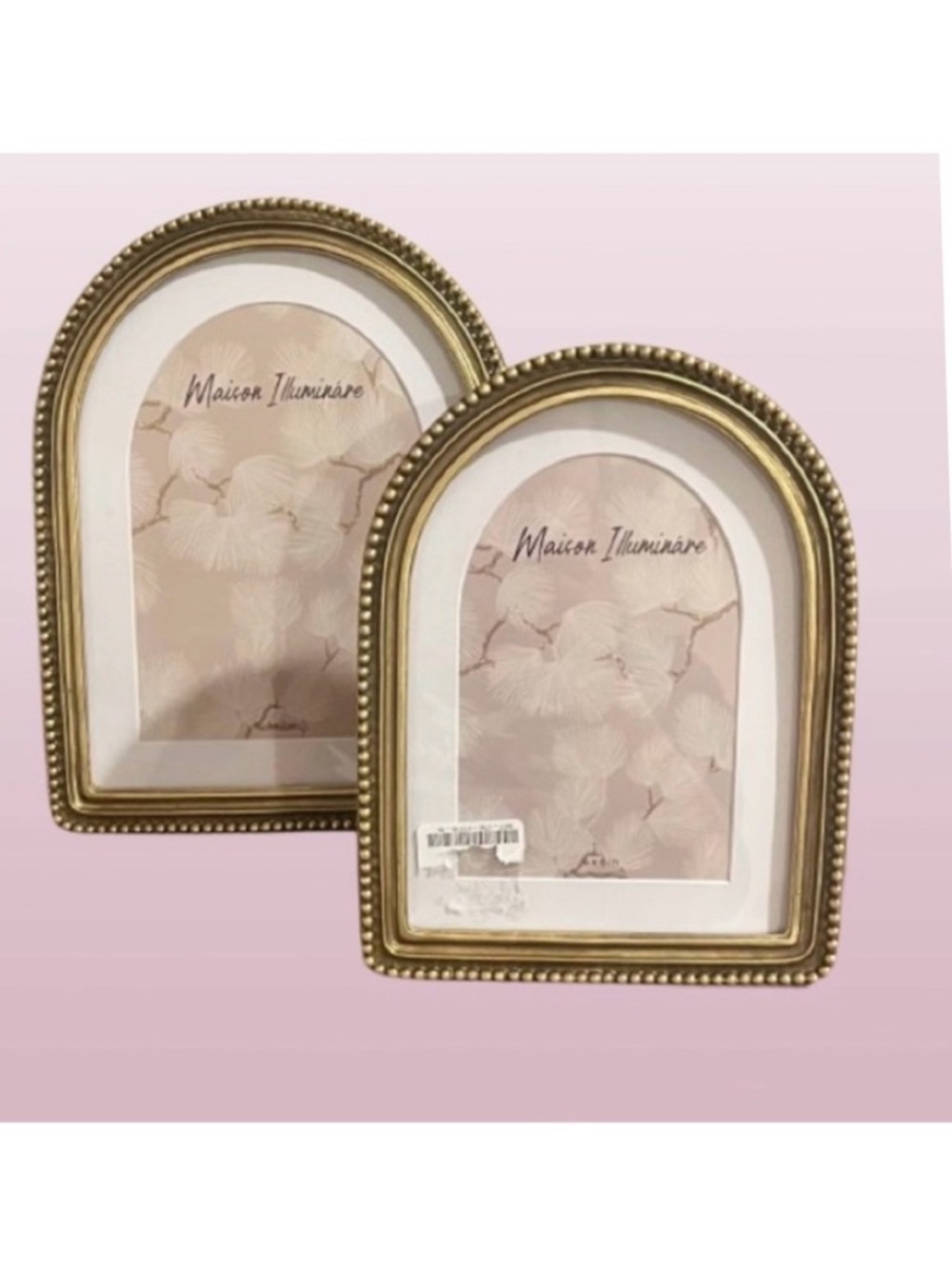 🆕-Maison Illuminare- Set of 2 Gold Arch Beaded Picture Frames. 5x7 & 4x6.